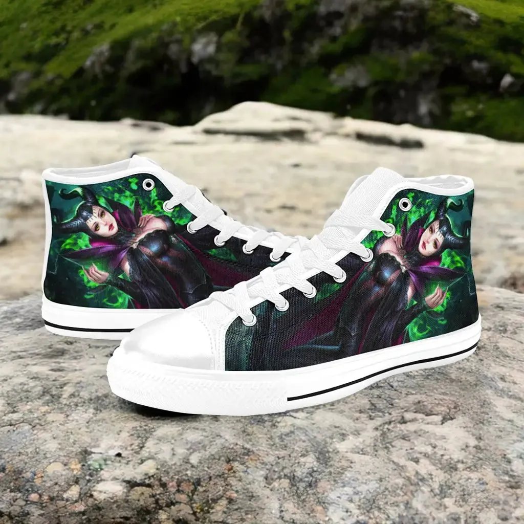 Sexy Maleficent Princess Aurora Shoes High Top Sneakers for Kids and Adults