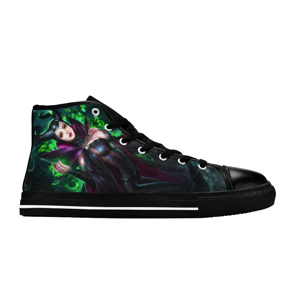 Sexy Maleficent Princess Aurora Shoes High Top Sneakers for Kids and Adults