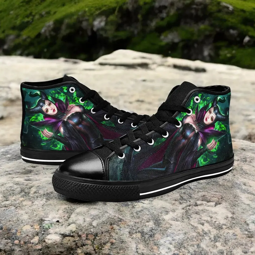 Sexy Maleficent Princess Aurora Shoes High Top Sneakers for Kids and Adults