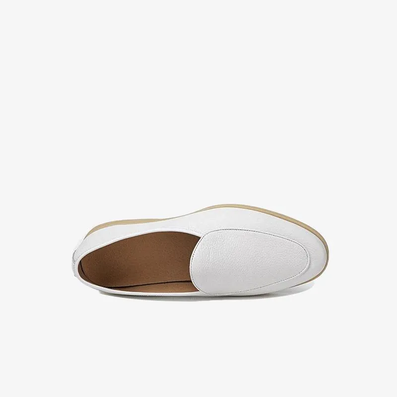 Slip-On Round Toe Cowhide Shoes