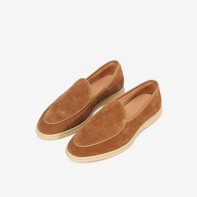 Slip-On Round Toe Cowhide Shoes