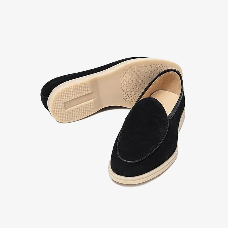 Slip-On Round Toe Cowhide Shoes