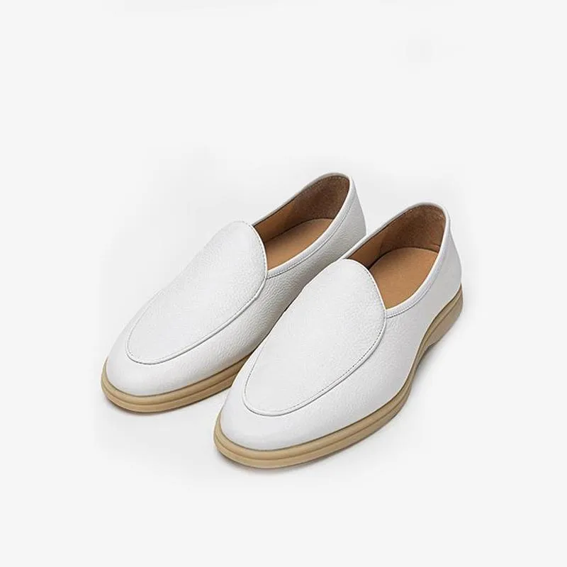 Slip-On Round Toe Cowhide Shoes