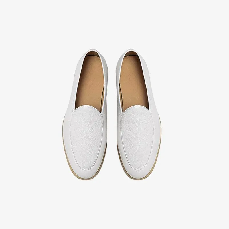 Slip-On Round Toe Cowhide Shoes