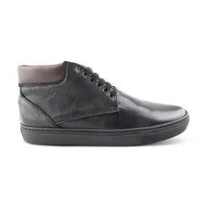 Sneakers alte nere in pelle stropicciata