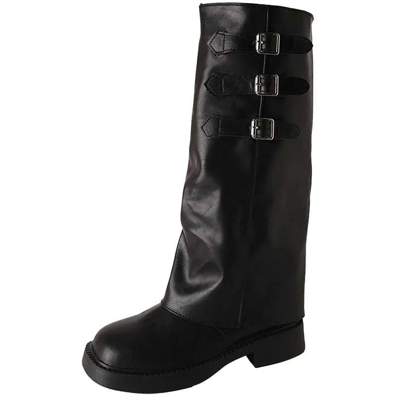 Sohiwoo Retro Style Knee High Boots Women Fashion Ladies Slip On Knight Long Boots Autumn Winter Women's Footwear