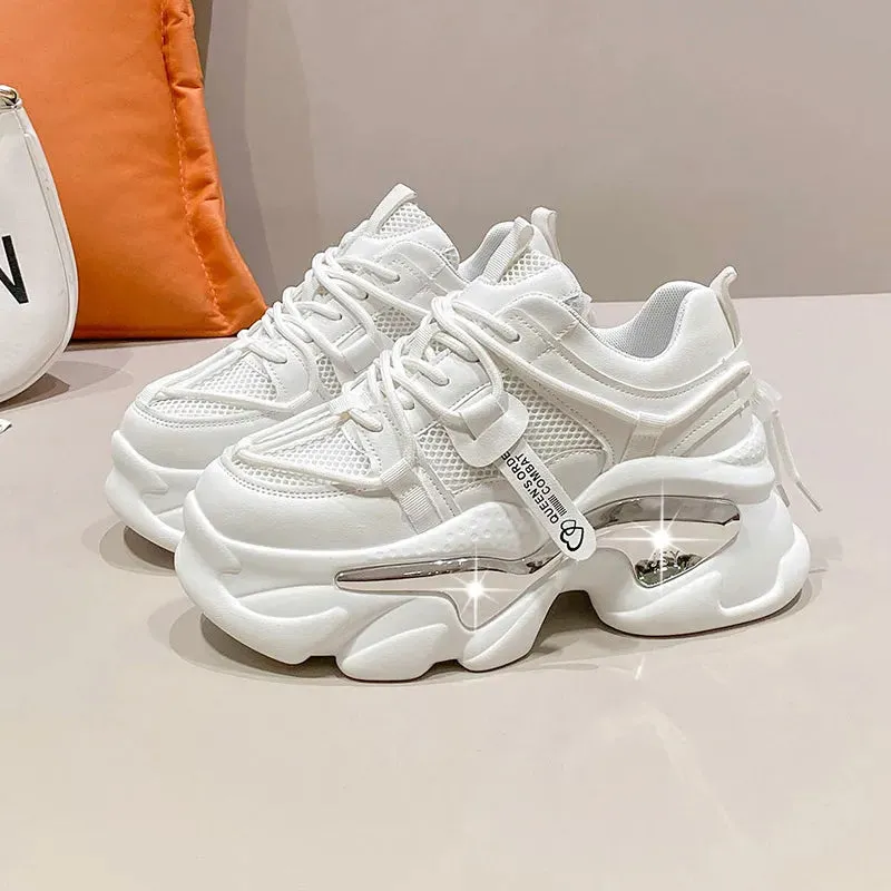 Sohiwoo Sneakers Women New Soft Thick Bottom Heightening Casual Tennis Shoes Light Breathable Running Shoes for Women Zapatillas