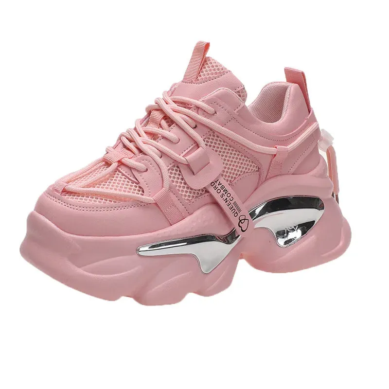Sohiwoo Sneakers Women New Soft Thick Bottom Heightening Casual Tennis Shoes Light Breathable Running Shoes for Women Zapatillas