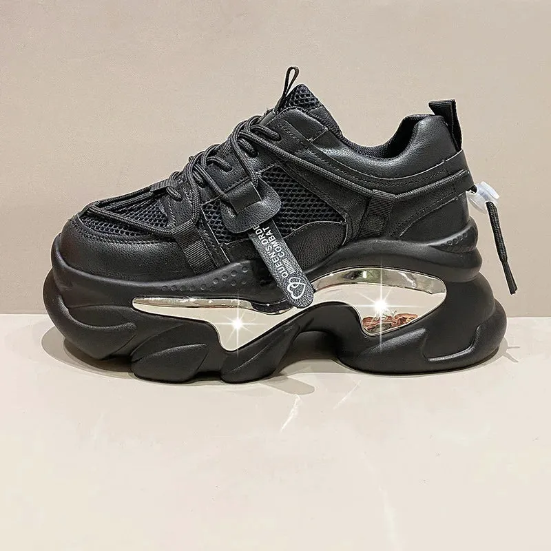 Sohiwoo Sneakers Women New Soft Thick Bottom Heightening Casual Tennis Shoes Light Breathable Running Shoes for Women Zapatillas