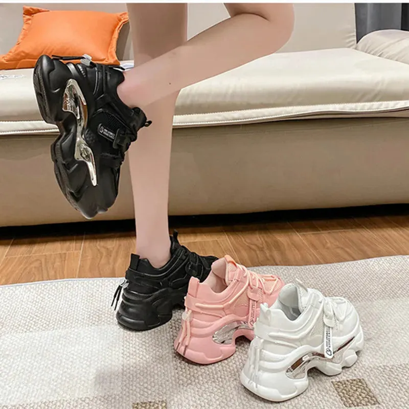Sohiwoo Sneakers Women New Soft Thick Bottom Heightening Casual Tennis Shoes Light Breathable Running Shoes for Women Zapatillas