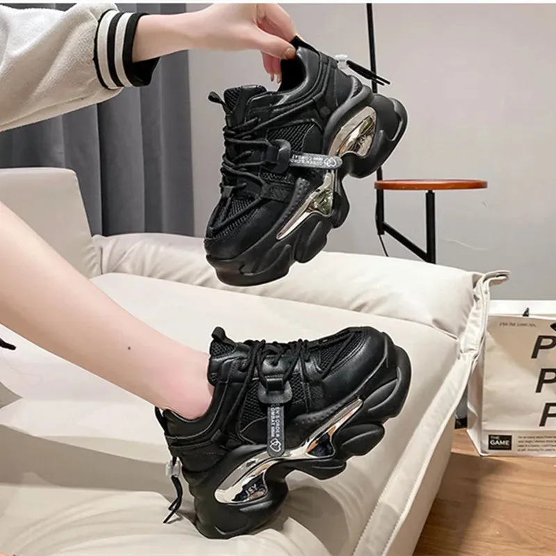 Sohiwoo Sneakers Women New Soft Thick Bottom Heightening Casual Tennis Shoes Light Breathable Running Shoes for Women Zapatillas