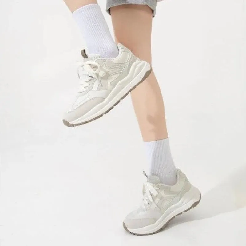 Sohiwoo Versatile Women's Casual Trendy Thick-soled Dad Shoes Spring New Style Slip-on Sneakers Fashionable Net Red Sports Shoes