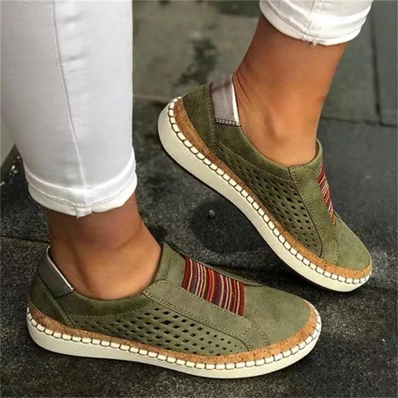Sohiwoo Women's Slip-Ons Plus Size Outdoor Daily Flat Heel Round Toe Casual Faux