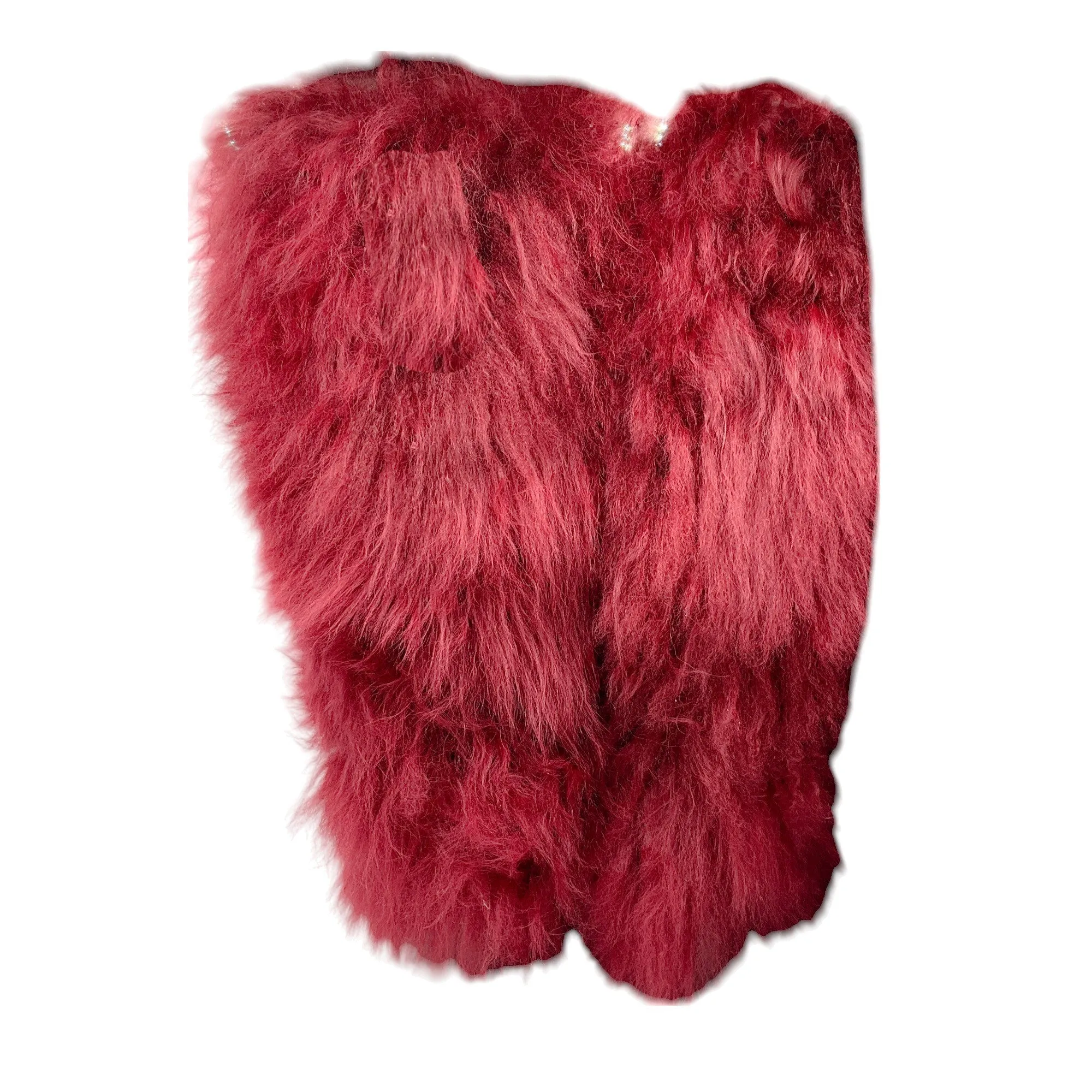 Sonia Rykiel Burgundy Knee-High Lamb Fur Boots