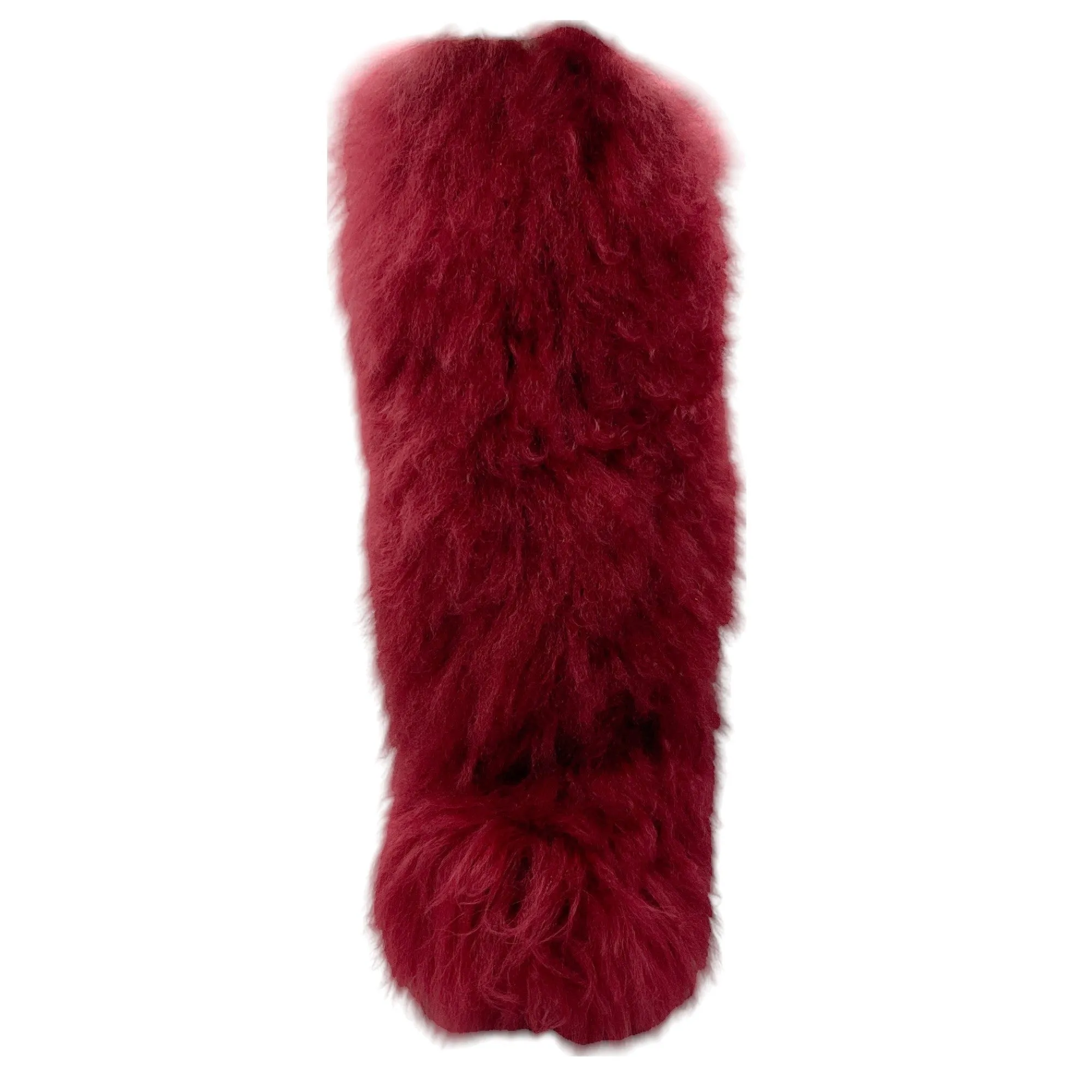 Sonia Rykiel Burgundy Knee-High Lamb Fur Boots