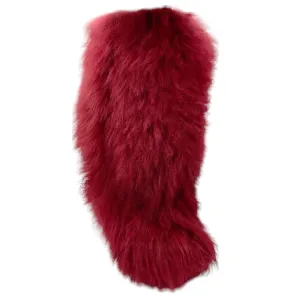 Sonia Rykiel Burgundy Knee-High Lamb Fur Boots