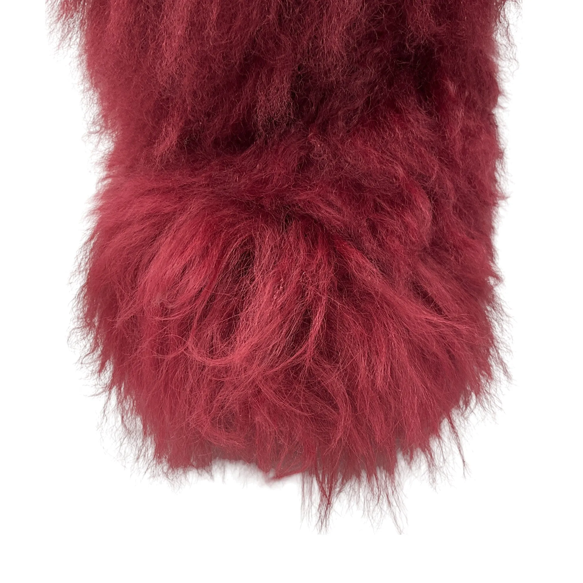 Sonia Rykiel Burgundy Knee-High Lamb Fur Boots