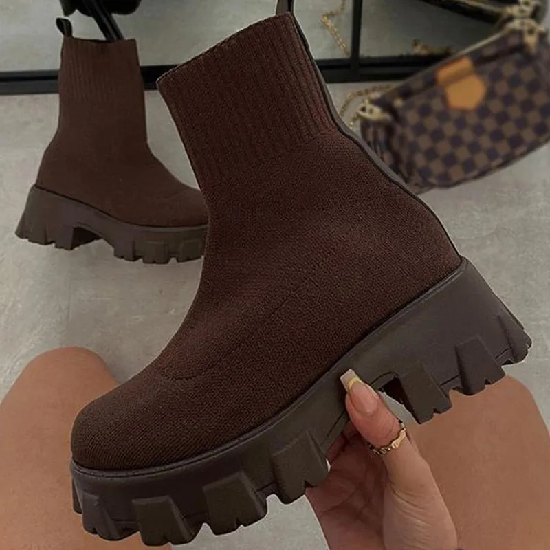 Sonicelife  Women Boots White Black Platform Botas Mujer 2024 New Winter Boots Shoes For Women Heels Platform Shoes Short Ankle Boots Female