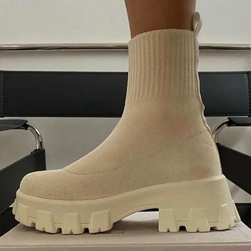 Sonicelife  Women Boots White Black Platform Botas Mujer 2024 New Winter Boots Shoes For Women Heels Platform Shoes Short Ankle Boots Female