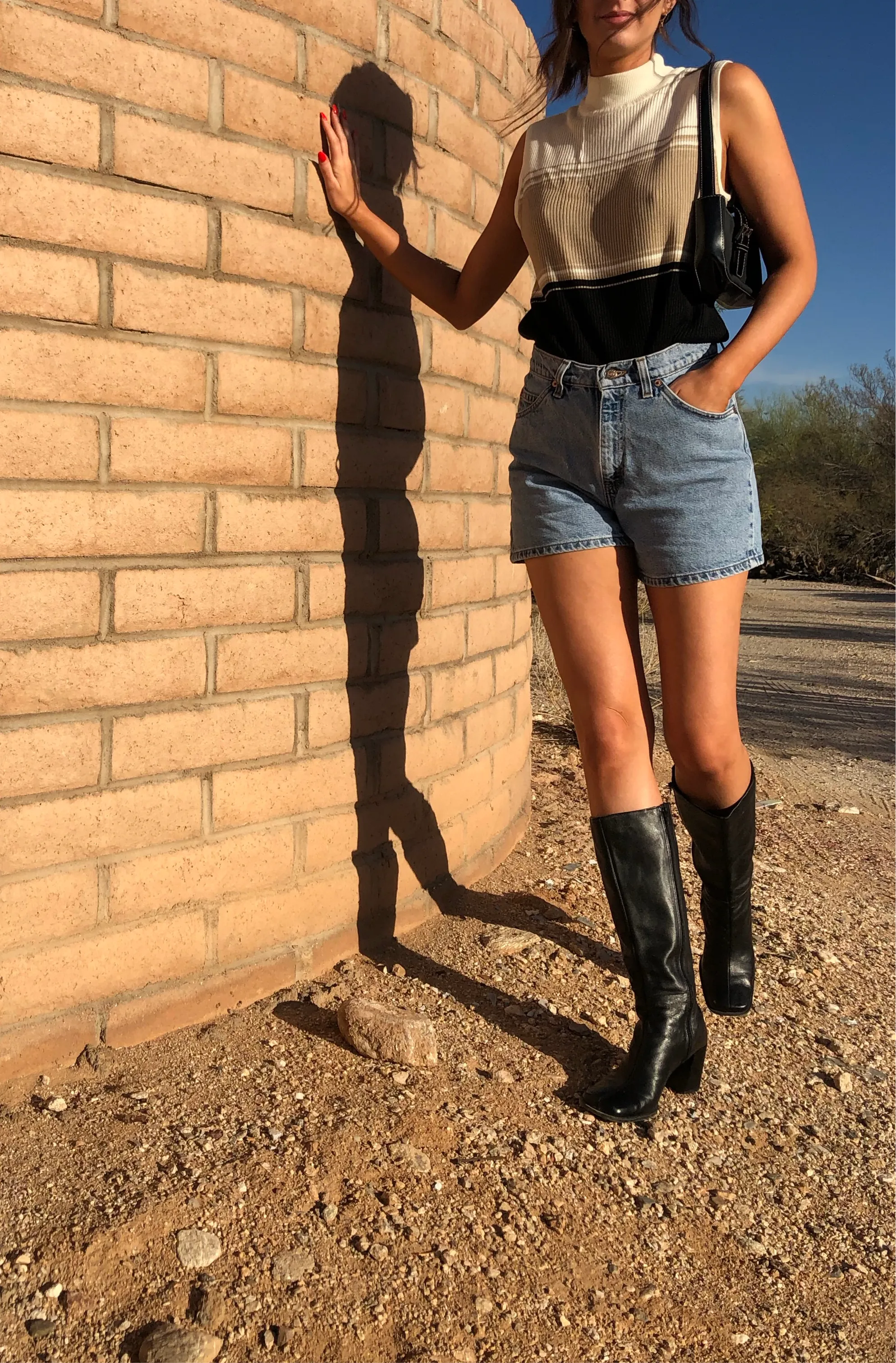 Square Toe 90’s Knee Boots / 8