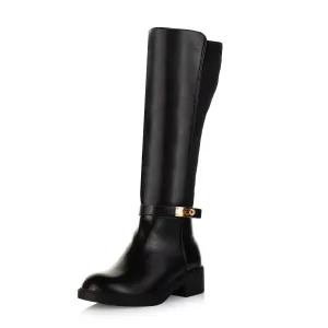 Stretch Panel Knee-High Boots