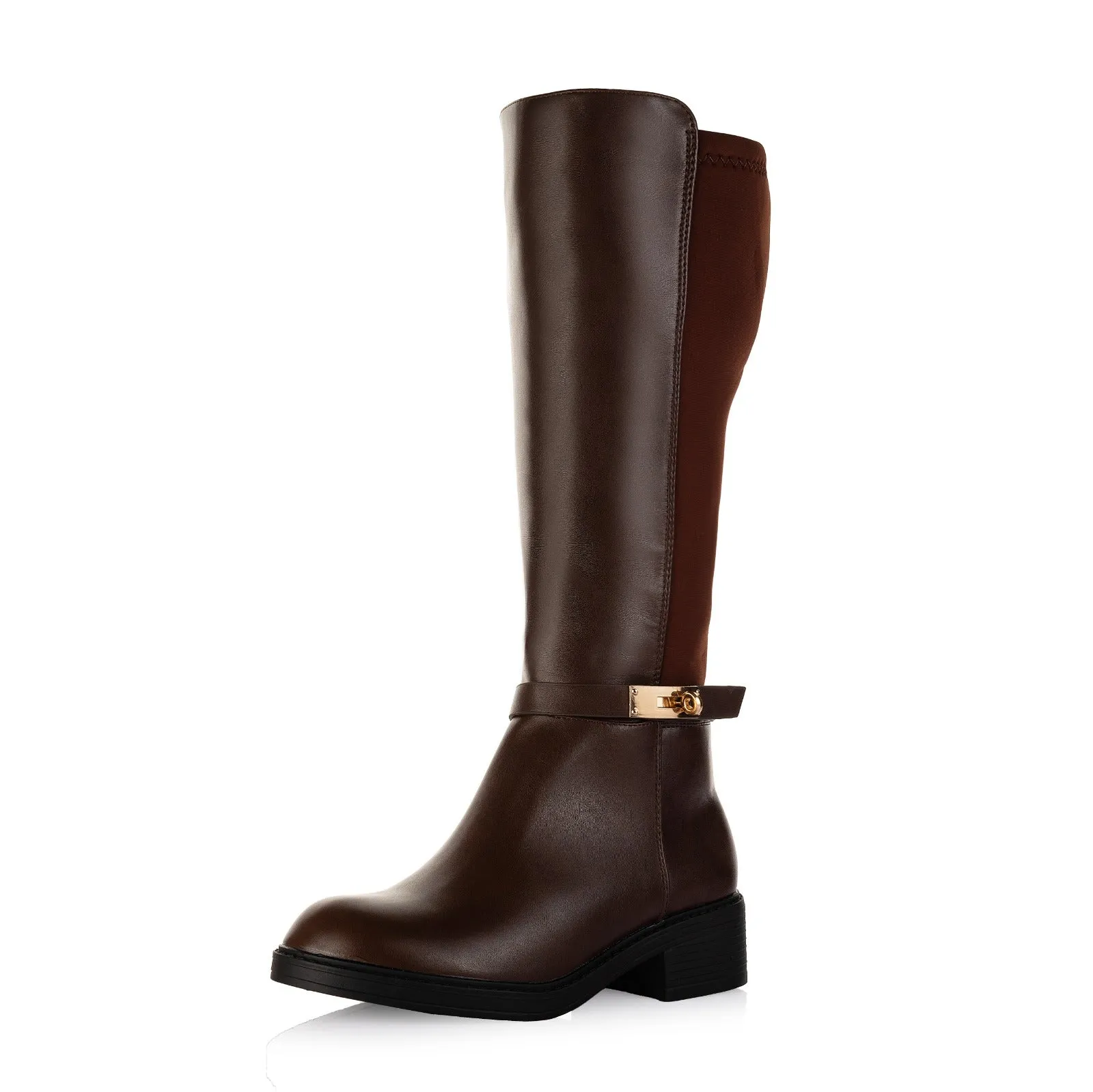 Stretch Panel Knee-High Boots