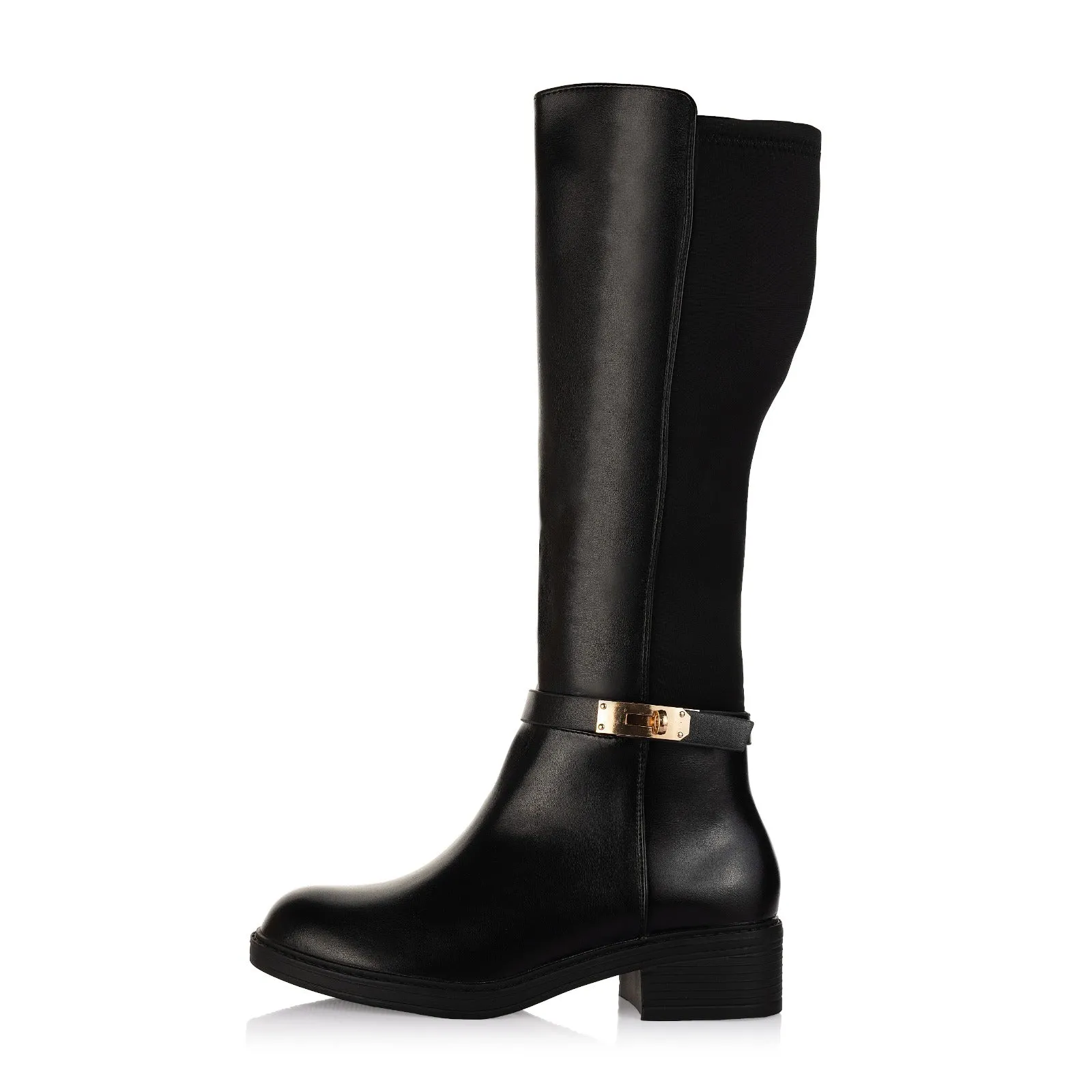 Stretch Panel Knee-High Boots