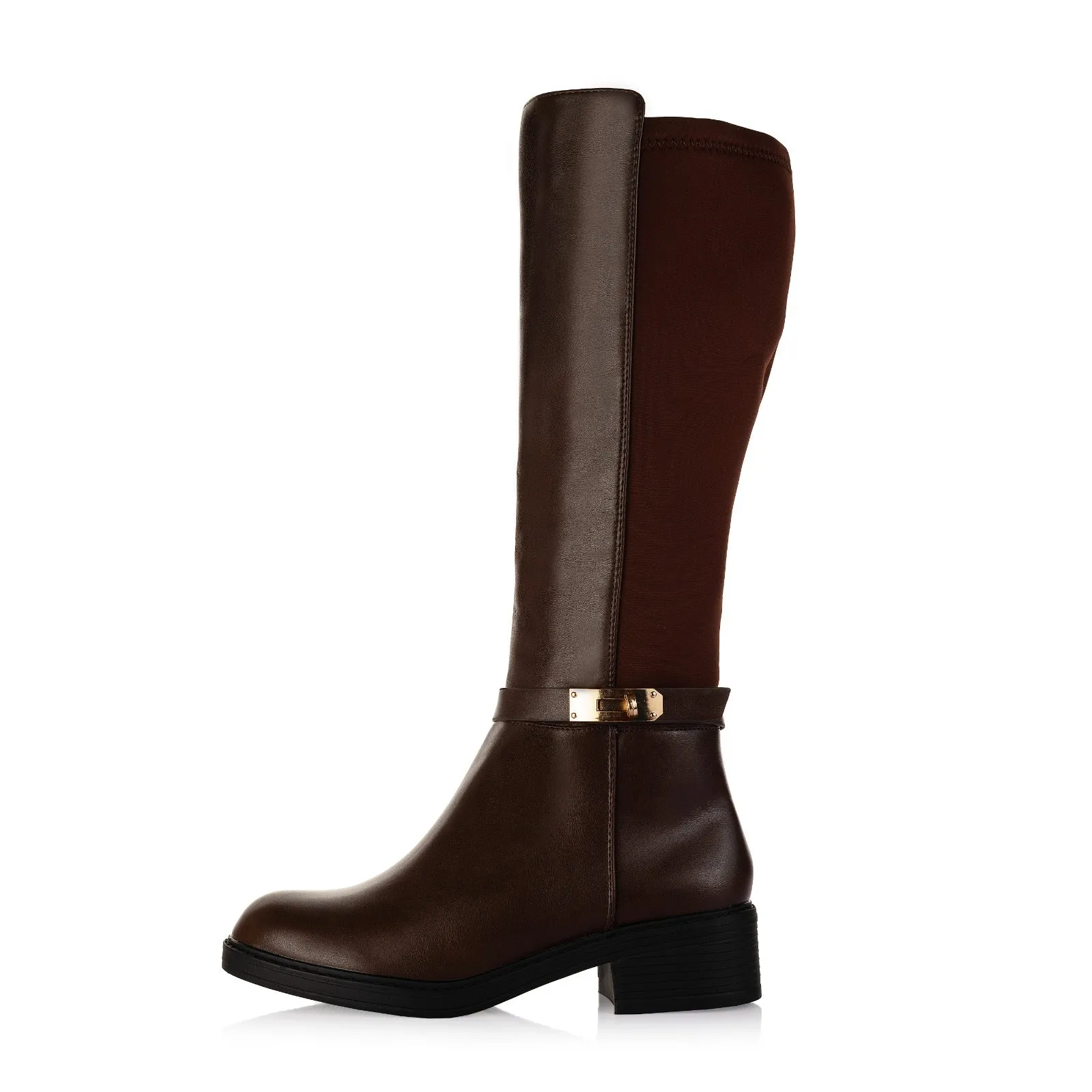 Stretch Panel Knee-High Boots