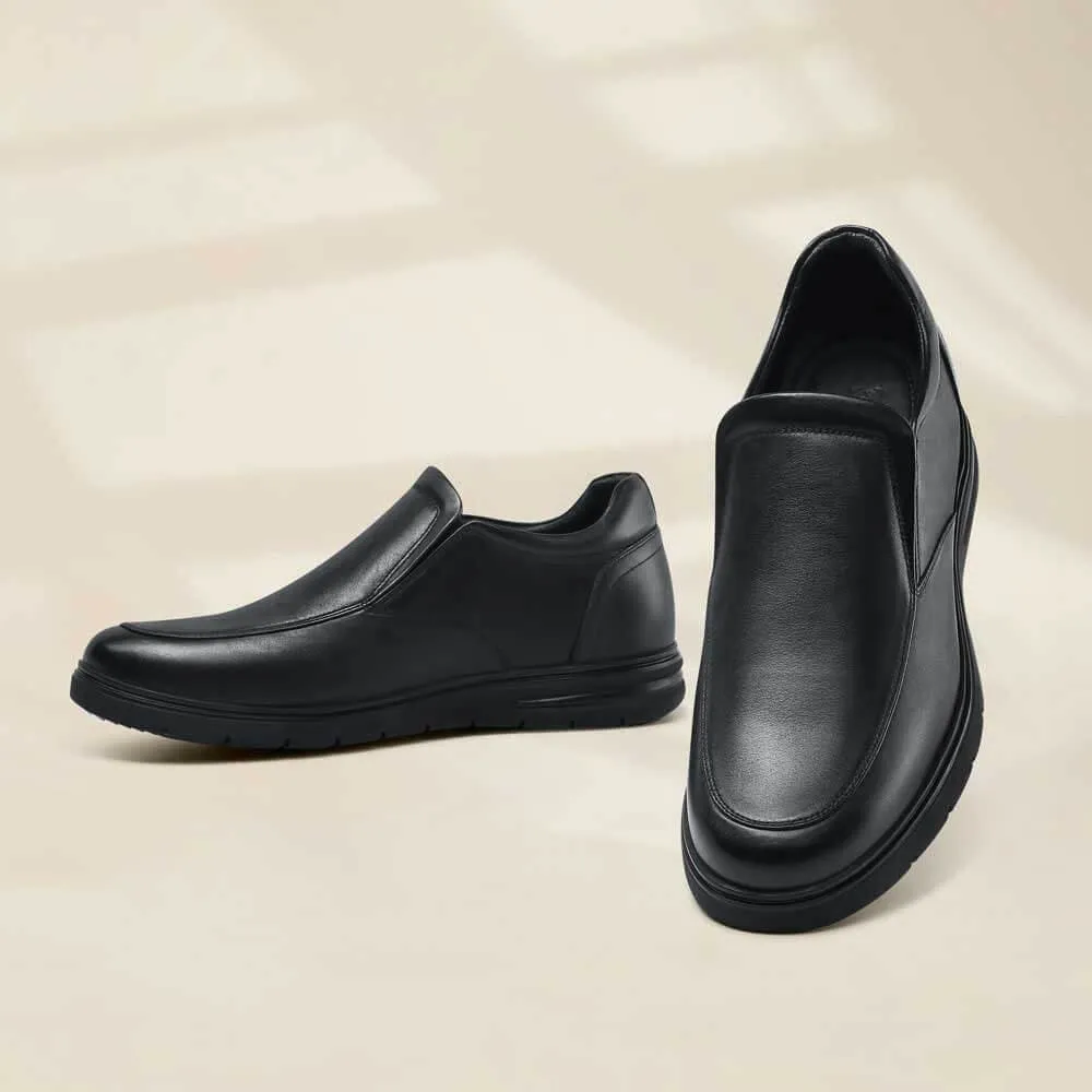 This item only ships to Europe - 6 CM / 2.36 Inches CMR CHAMARIPA Men's Elevator Loafers: Enhance Your Height with Black Leather Casual Loafers