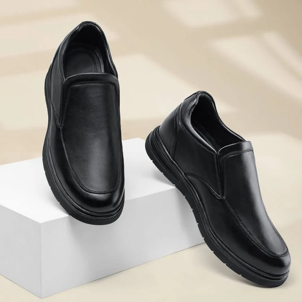 This item only ships to Europe - 6 CM / 2.36 Inches CMR CHAMARIPA Men's Elevator Loafers: Enhance Your Height with Black Leather Casual Loafers