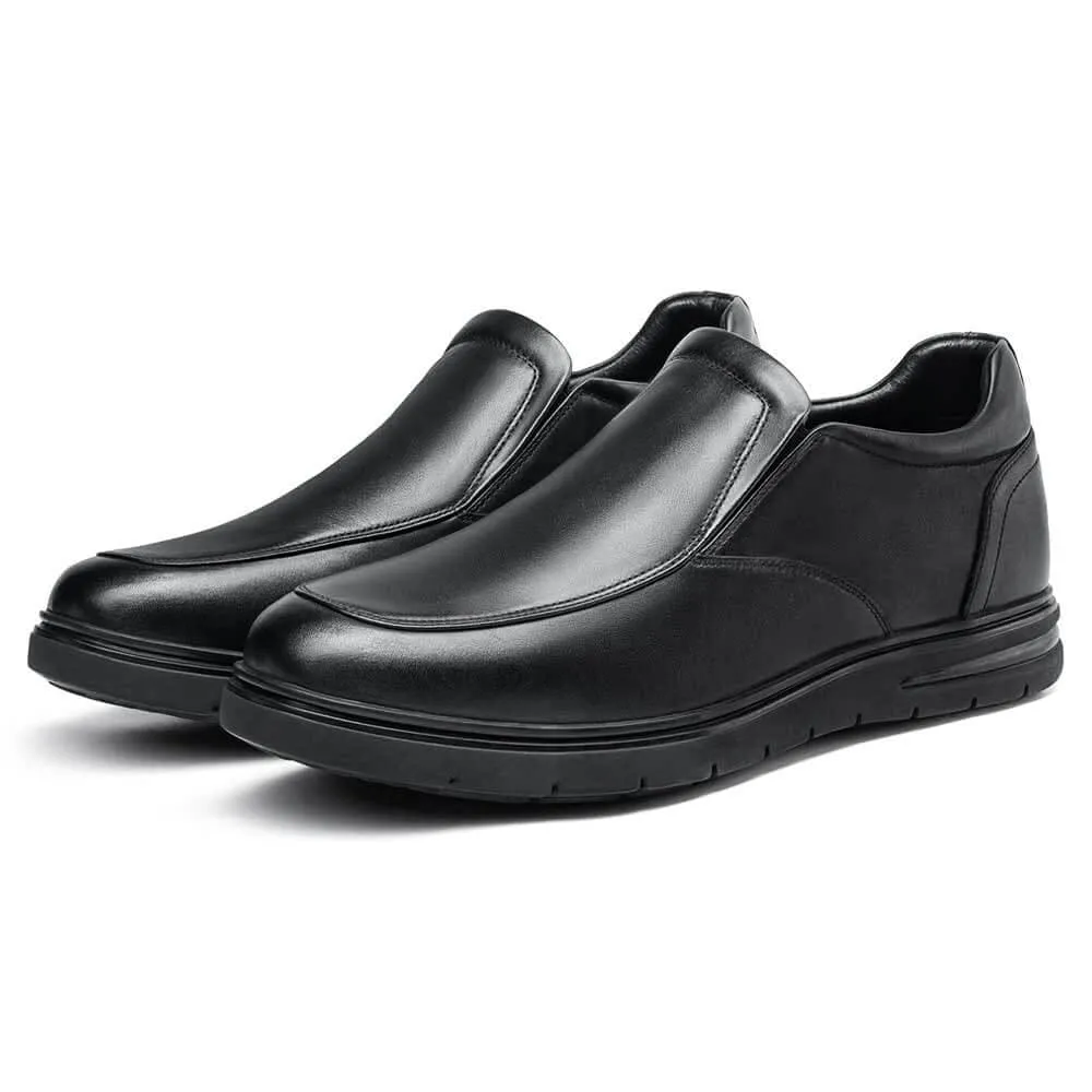 This item only ships to Europe - 6 CM / 2.36 Inches CMR CHAMARIPA Men's Elevator Loafers: Enhance Your Height with Black Leather Casual Loafers
