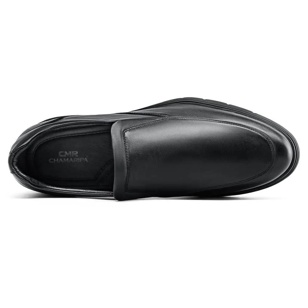 This item only ships to Europe - 6 CM / 2.36 Inches CMR CHAMARIPA Men's Elevator Loafers: Enhance Your Height with Black Leather Casual Loafers