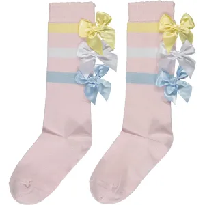 Triple Bow Knee High Socks, Viola Jo