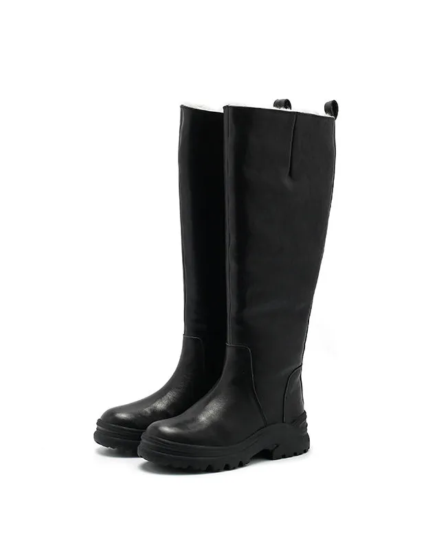 Winter Genuine Leather Handmade Long Boots with Fur 34-41
