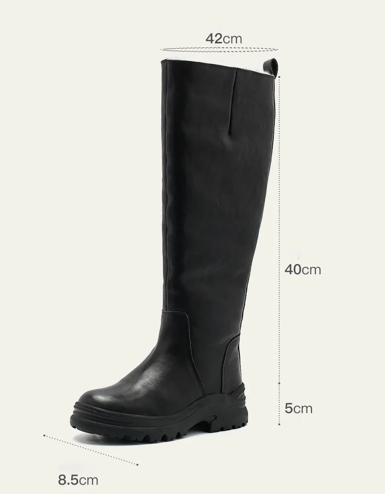Winter Genuine Leather Handmade Long Boots with Fur 34-41