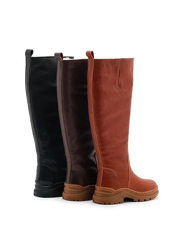 Winter Genuine Leather Handmade Long Boots with Fur 34-41