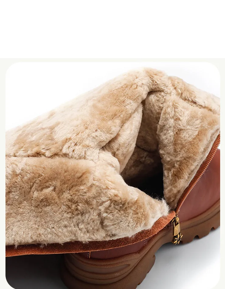 Winter Genuine Leather Handmade Long Boots with Fur 34-41