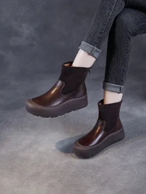 Women Winter Genuine Leather Platform Ankle Boots QU016