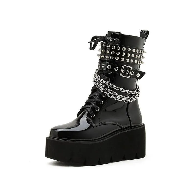 Women's Rivet Platform Boots - Autumn/Winter