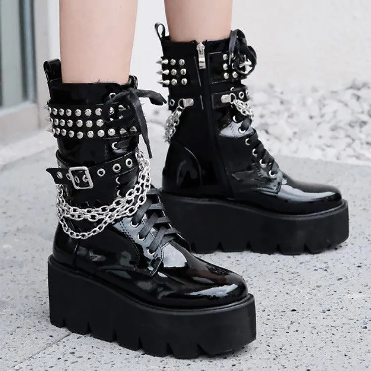 Women's Rivet Platform Boots - Autumn/Winter