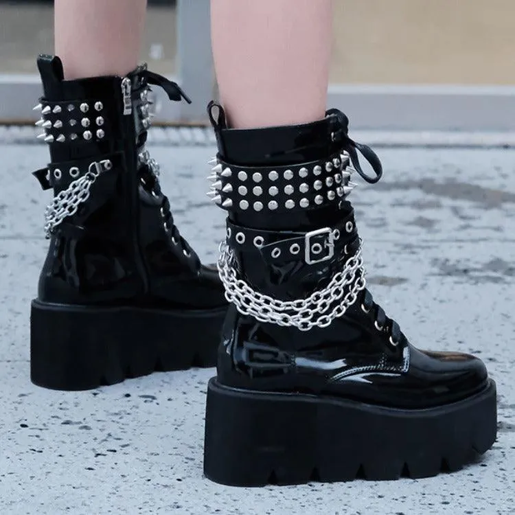 Women's Rivet Platform Boots - Autumn/Winter