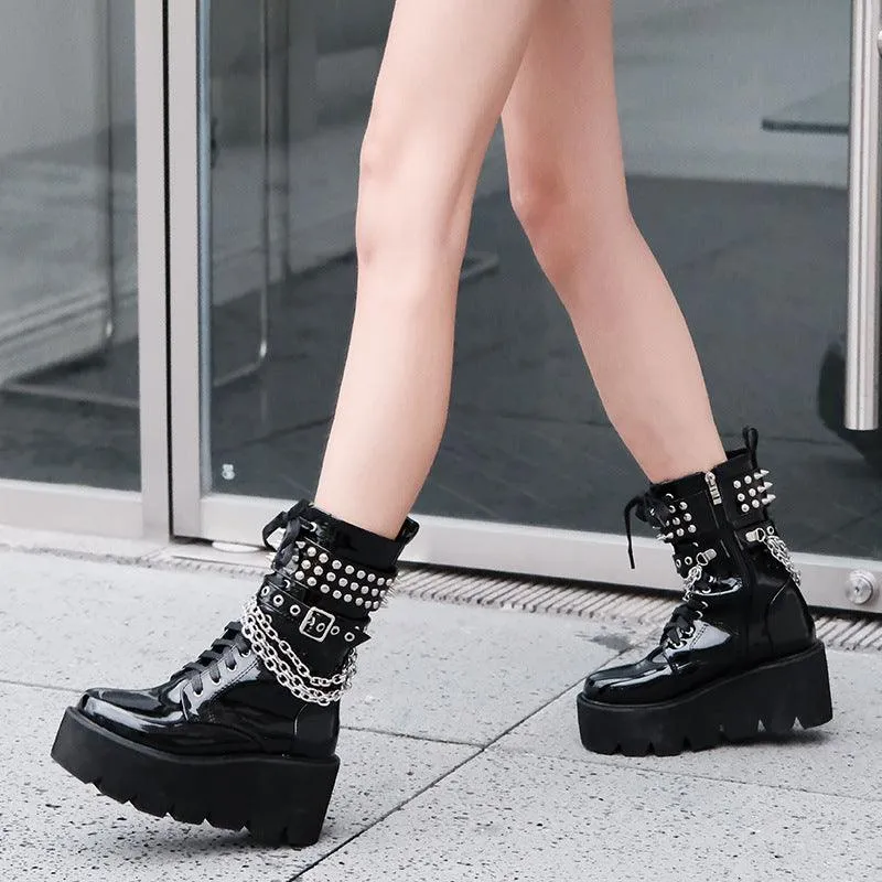 Women's Rivet Platform Boots - Autumn/Winter