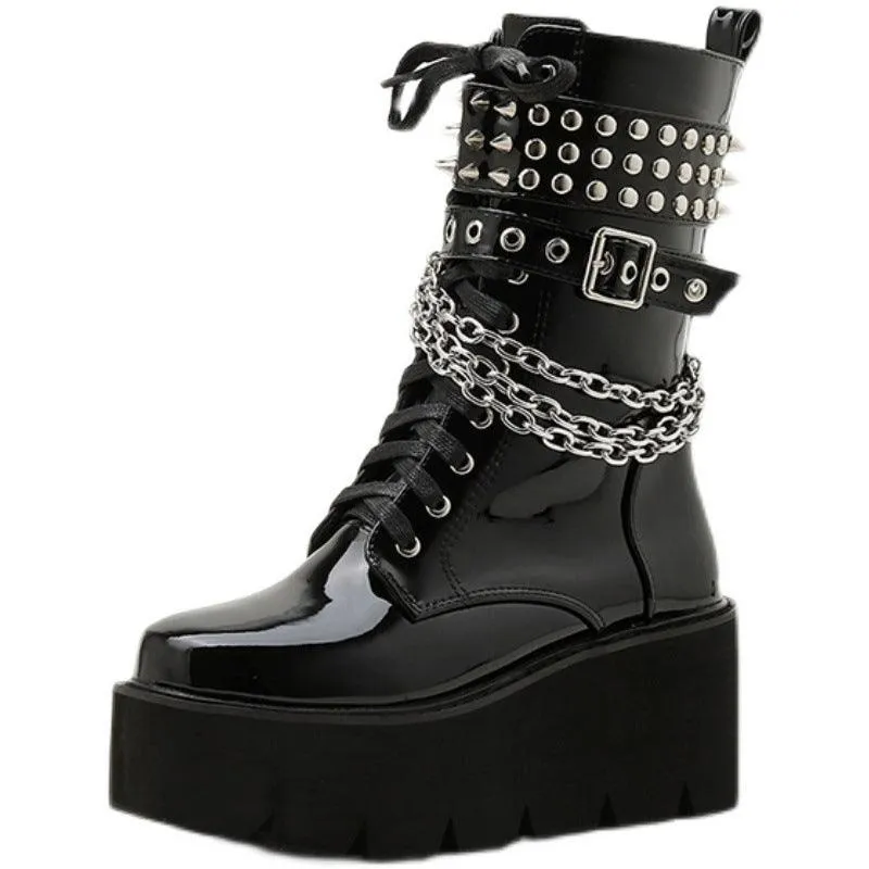 Women's Rivet Platform Boots - Autumn/Winter
