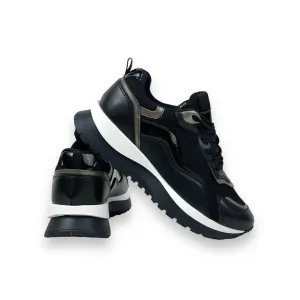 Women's Sedf Black Mesh Lace Up Summer Daily Walking Sports Sneaker 3 Cm