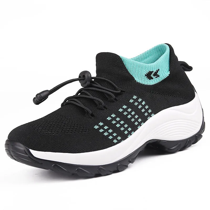 Women's summer mesh breathable elastic lace-up socks sneakers