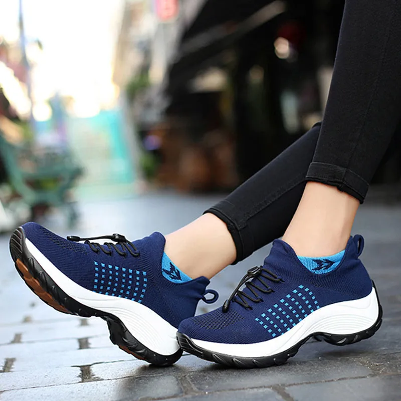 Women's summer mesh breathable elastic lace-up socks sneakers