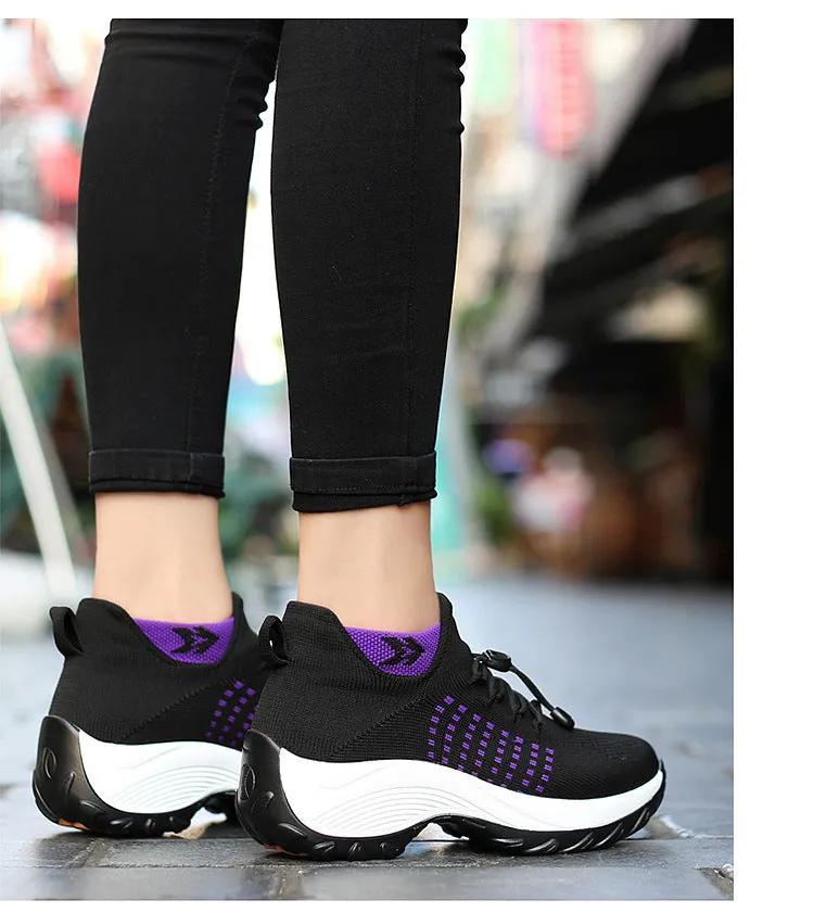 Women's summer mesh breathable elastic lace-up socks sneakers