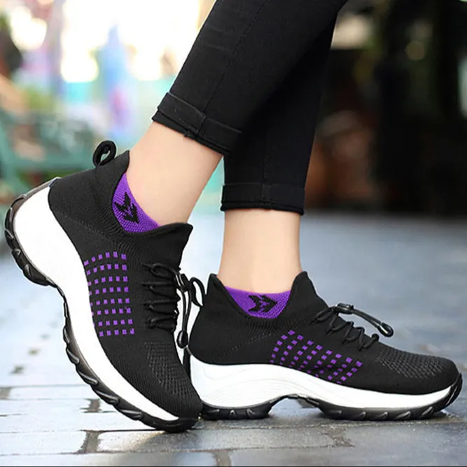 Women's summer mesh breathable elastic lace-up socks sneakers