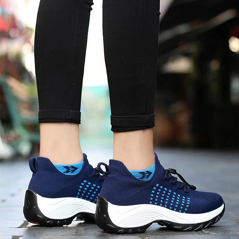 Women's summer mesh breathable elastic lace-up socks sneakers