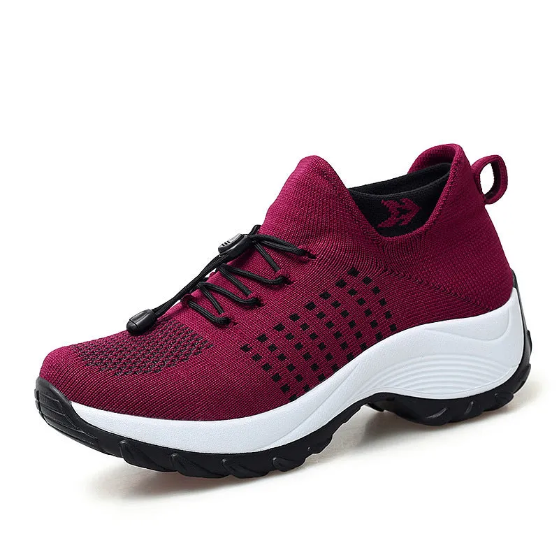 Women's summer mesh breathable elastic lace-up socks sneakers